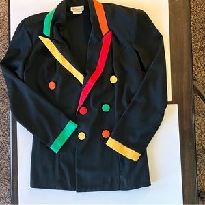 Mirrors Vintage Blazer with Shoulder Pads and Colorful Accent Piping and Buttons